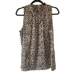 Ann Taylor 100% silk leopard print sleeveless blouse size extra large petite